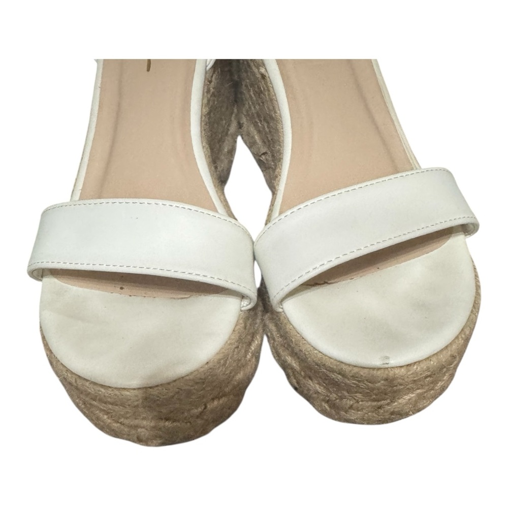 Lulus Cesilie White Espadrille Platform Wedge Sandals Size 7 - Picture 8 of 9